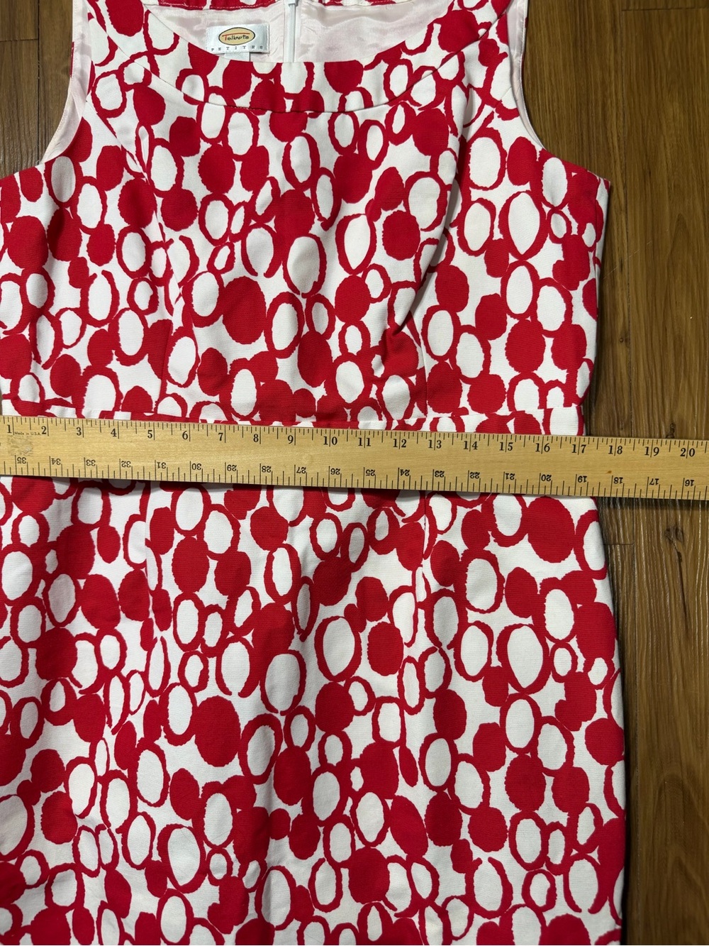 Talbots Red & White Geometric Print Sleeveless Sheath Dress - Picture 4 of 6